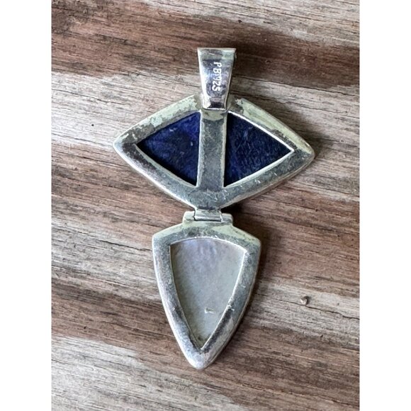 Sterling Silver Pendant With Sodalite & Mother Of Pearl 18.0g - Picture 6 of 7